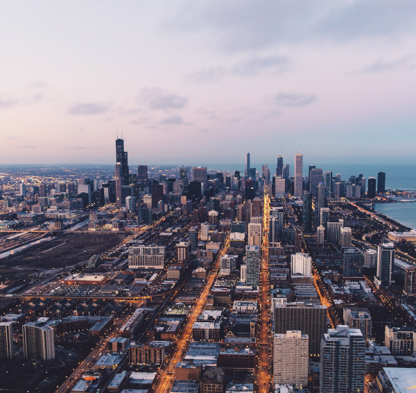 arial image of city skyline